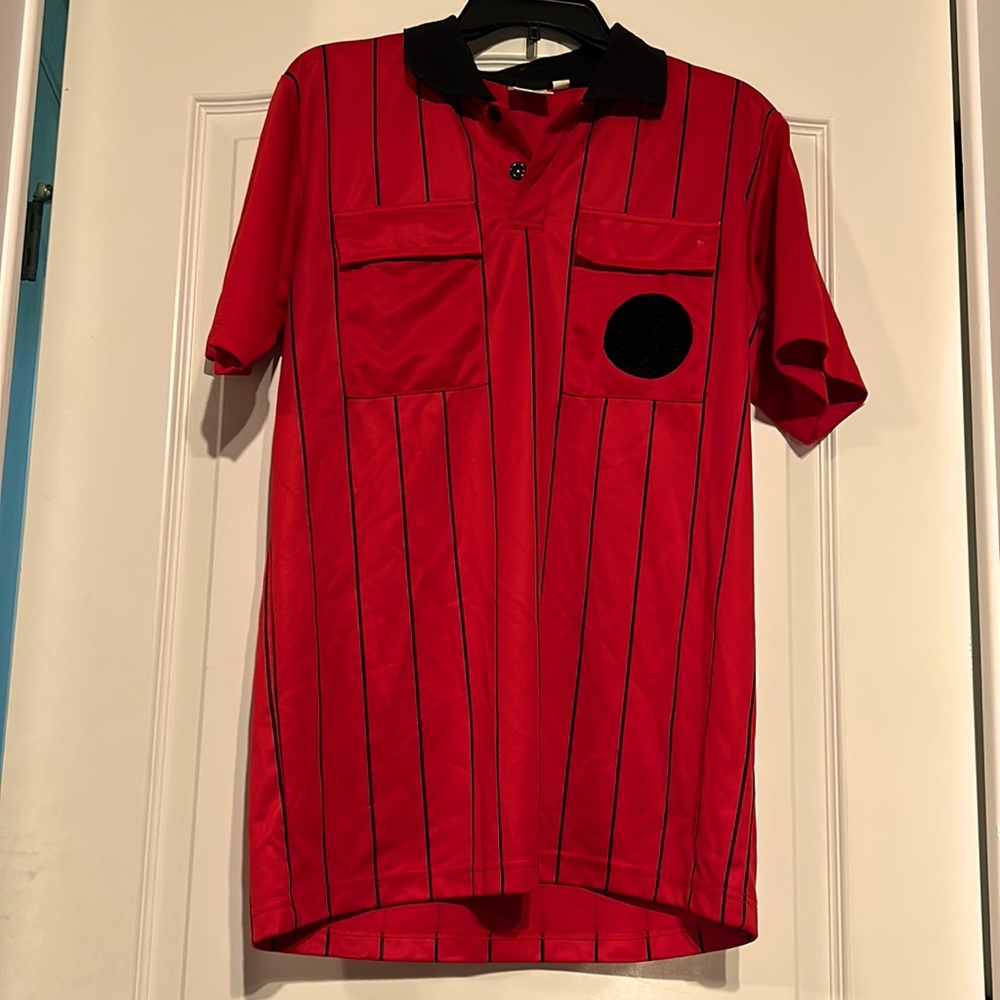 Red referee jersey. Size small